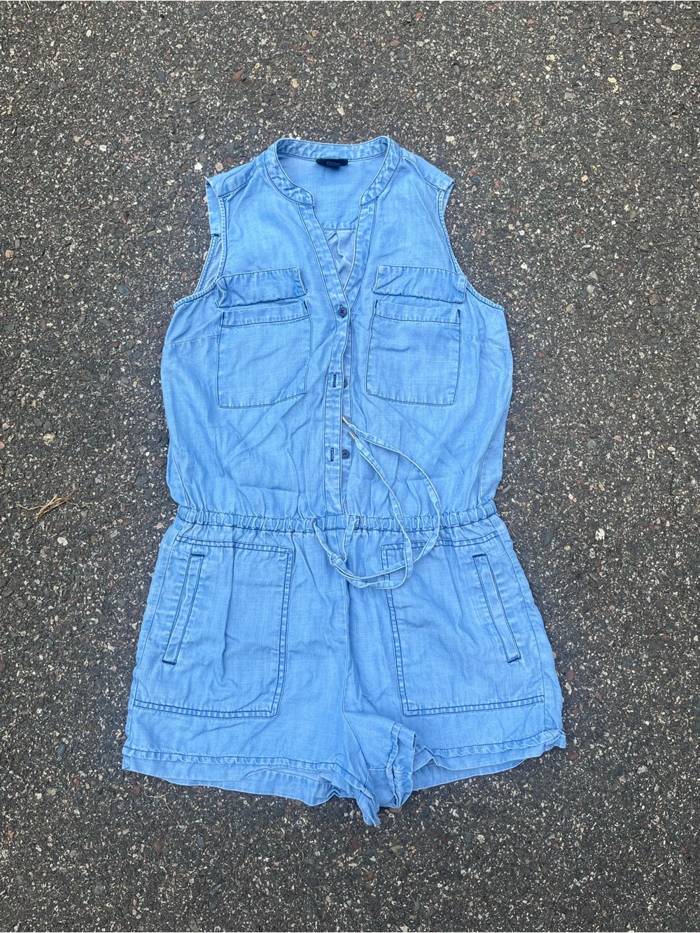 Light Blue Denim-Sleeveless Romper